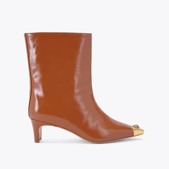 Kurt Geiger London Regent Cap-Toe Brown Patent Leather Ankle Boots Size 37/ 7 US - Picture 3 of 9